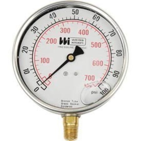 WEISS INSTRUMENTS Weiss Instruments 4" Dial , Liquid Filled, 1/4" Bottom, 0-160PSI LF441-160-4L